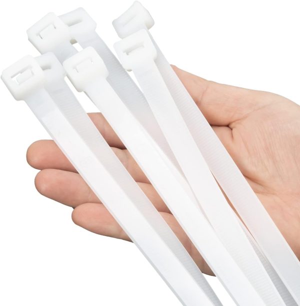 12 inch White Zip Ties Heavy Duty 80 PCS, 250 LBS Ultra Strong Plastic Wire Ties, Large Cable Ties Extra Long Tie Wraps, Indoor and Outdoor UV Resistant