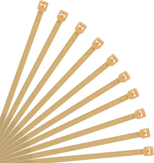 10 Inch Cable Zip Ties (500 Pack), 40 Lbs Tensile Strength-Heavy Duty, Self-Locking Nylon Plastic Nylon Wire Ties for indoor and outdoor use(Gold)