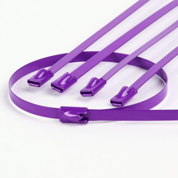 10 Pieces 12 inches 300mm Long Stainless Steel Wrap/Cable Zip Tie (Purple)