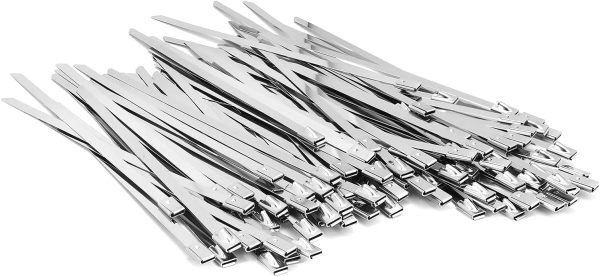 100PCS 3.9 inch 304 Stainless Steel Zip Ties Metal Zip Ties Heavy Duty Locking Cable ties Strap for Exhaust Wrap, Garage, Outdoor (3.9)