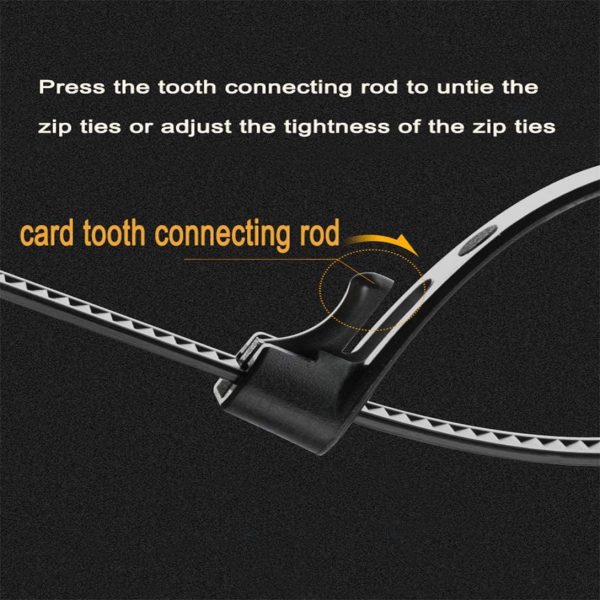 Releasable Reusable Zip Ties 12 Inch Heavy Duty Zip Tie Thick Black Cable Ties Reusable 100 Pack 50lb Tensile Strength Nylon Cable Wire Ties for Multi-Purpose Use Indoor And Outdoor Plastic Tie Wire - Image 2