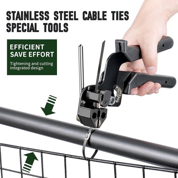 Heavy Duty Black Metal Zip Ties Comes With Special Tools For Fastening And Cutting Cable Ties,200 Pcs Uv Resistant Stainless Steel Cable Ties,Used For Vehicles,Farms,Fences, Pipe Bundling,Etc. - Image 2