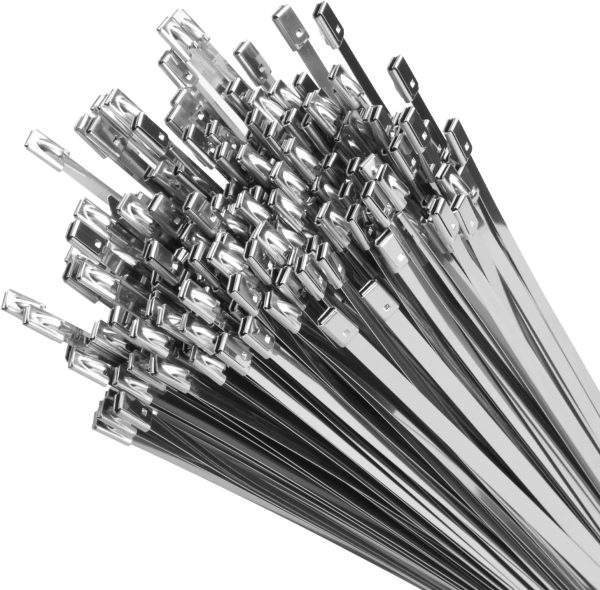 11.8 Inch Metal Zip Ties (200 Pack), 304 Stainless Steel Heavy Duty Zip Ties, 300lbs Tensile Strength, Multi-Purpose Self-locking Cable Ties for Exhaust Wrap, Outdoor and